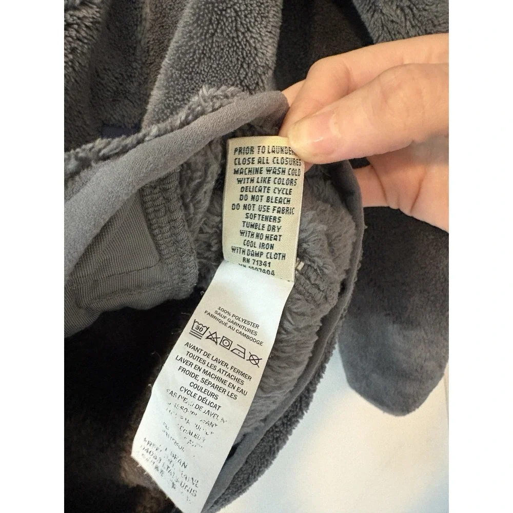 LL Bean Pullover Mens Small Gray Sherpa Hi Pile Fleece Snap Gorpcore Granola